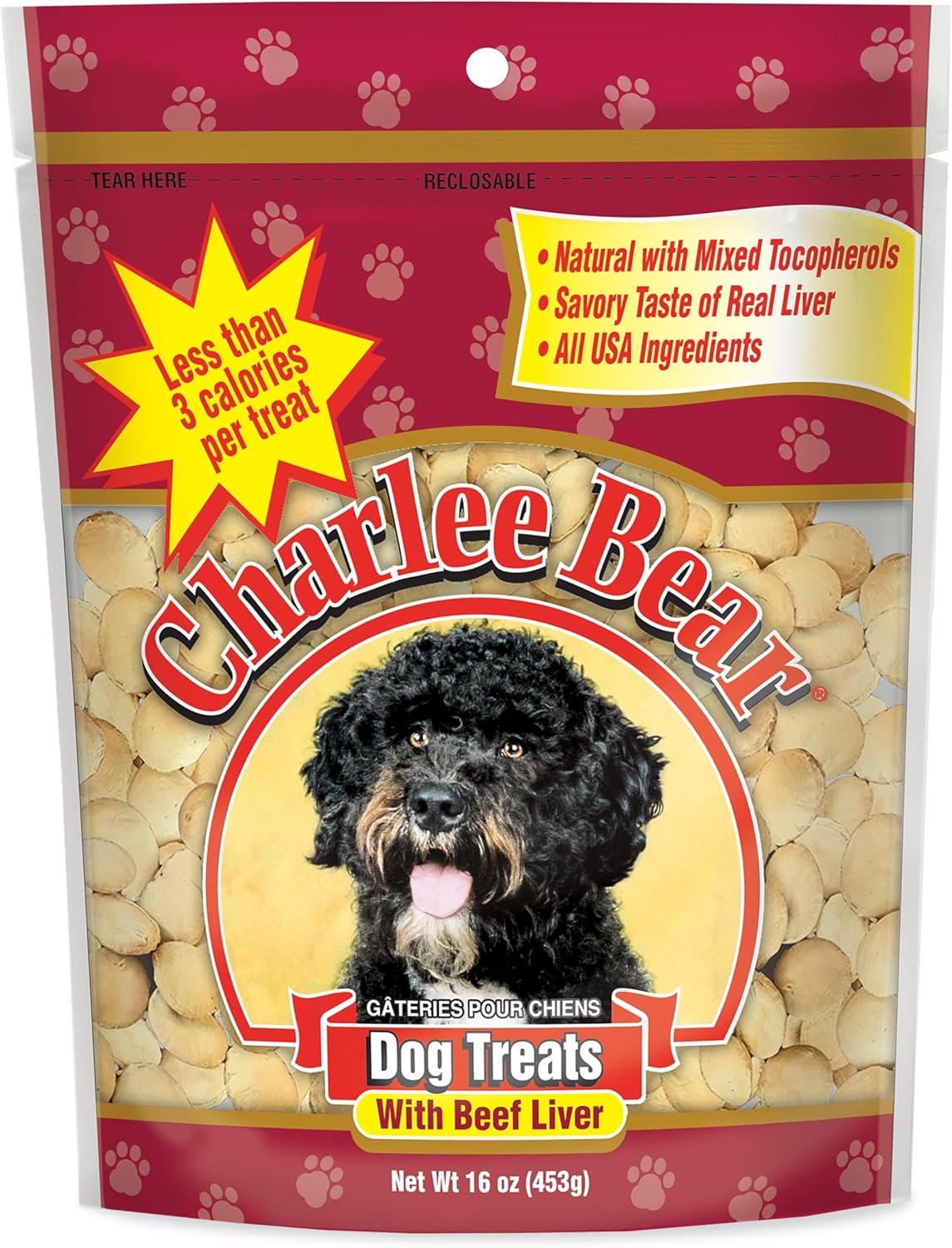 Charlee Bear Original Crunch Beef Liver Dog Treats, 16 oz – Made in the USA, Natural Training Treats for Dogs | Low Calorie (Under 3 Calories), Limited Ingredient, Crunchy Natural, Made in USA, Resealable Bag