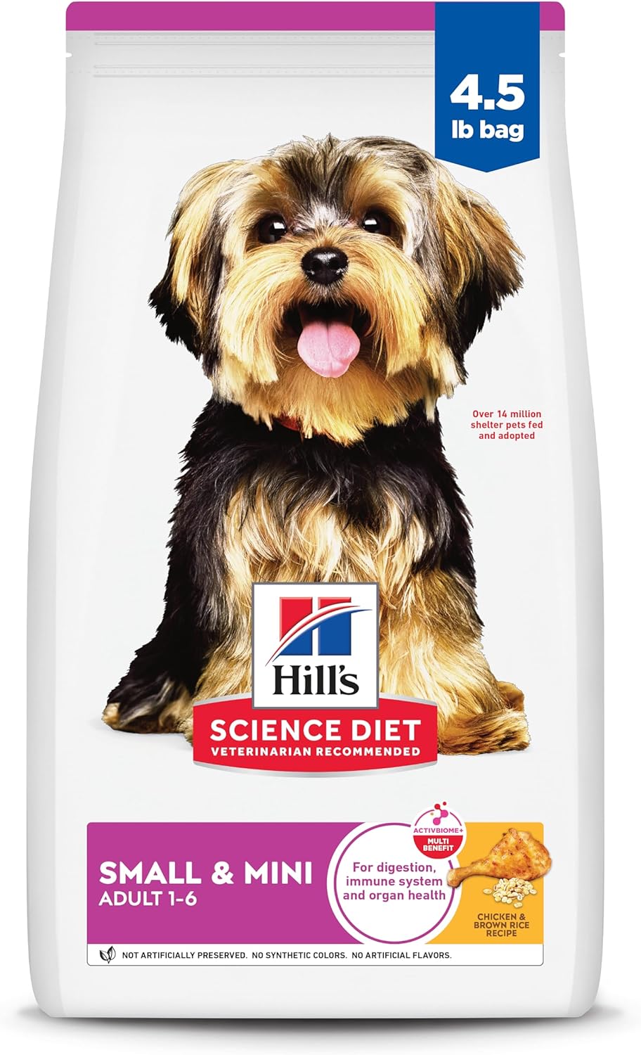 Hill’s Science Diet Adult 1-6 Small & Mini Dry Dog Food, Chicken & Brown Rice, 4.5 lb. Bag